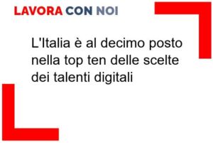 L’Italia è al decimo posto nella top ten delle scelte dei talenti digitali